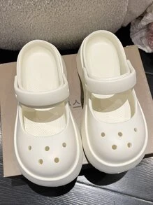 Women Cut Out Multi-way Wear Vented Clogs, Cool White EVA Clogs - White - View 4