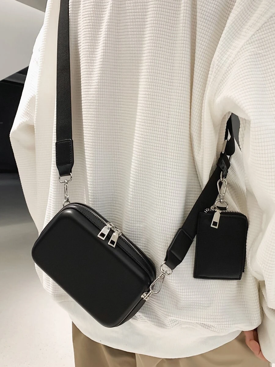 迷你男士极简方形包带零钱包，手提包学生包单肩包运动包高中大学生学院斜挎包盒包单肩包侧包返校多功能宿舍单肩包斜挎包侧包学生秋季信使包圆筒包老款万圣节圣诞节尖叫男士包冬季户外感恩节假期包手提包腰包骑行包腰包沙滩包健身包带迷你零钱包迷你盒式斜挎包酷街头