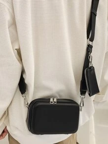 迷你男士极简方形包带零钱包，手提包学生包单肩包运动包高中大学生学院斜挎包盒包单肩包侧包返校多功能宿舍单肩包斜挎包侧包学生秋季信使包圆筒包老款万圣节圣诞节尖叫男士包冬季户外感恩节假期包手提包腰包骑行包腰包沙滩包健身包带迷你零钱包迷你盒式斜挎包酷街头