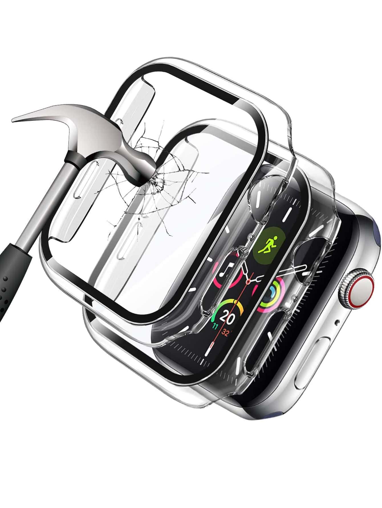 2 件屏幕保护膜兼容 生日礼物，家人，朋友手表屏幕保护膜、手表盖、手表配件防水防震防摔防摔防刮防指纹全覆盖 - 彩色 - 查看 1