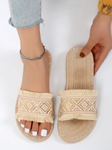 Mujer Chanclas con patrón geométrico de tela vacación - Multicolor - Ver 2