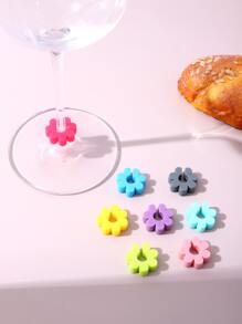 8pcs/set Silicone Glass Marker, Creative Flower Design Wine Glass Marker For Party, Bar