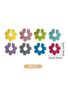8pcs/set Silicone Glass Marker, Creative Flower Design Wine Glass Marker For Party, Bar