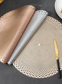 1pc PVC Place Mat, Creative Round Hollow Out Table Mat For Kitchen Dining Table - Gold - View 2