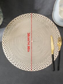 1pc PVC Place Mat, Creative Round Hollow Out Table Mat For Kitchen Dining Table - Gold - View 4