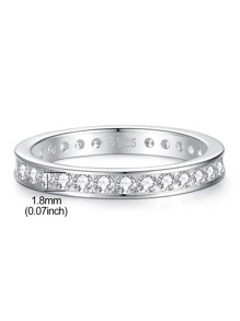 925纯银闪亮订婚/结婚戒指，女士承诺/永恒戒指，精致珠宝，派对/约会礼物 - 白色 - 查看 5