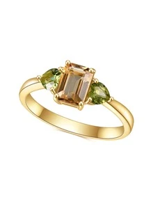 方晶鋯石裝飾銀戒指 - 彩色 - 查看 3