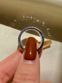 Anillo de bodas de plata con decoración de circonita cúbica para mujer, joyería fina de boda nupcial - Rosa - Ver 5