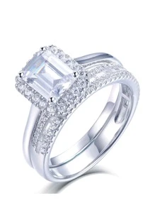 Anillo zirconia cúbica plata - Plateado - Ver 1