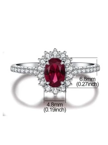 Một chiếc nhẫn đính hôn cổ điển lấp lánh cao cấp dành cho nữ S925 Sterling Silver Promise Nhẫn vĩnh cửu Nhẫn trang sức cao cấp Quà tặng cho bữa tiệc hẹn hò - Đỏ - Xem 3