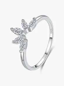 Nhẫn cưới bằng bạc trang trí bằng đá khối Zirconia - Bạc - Xem 1