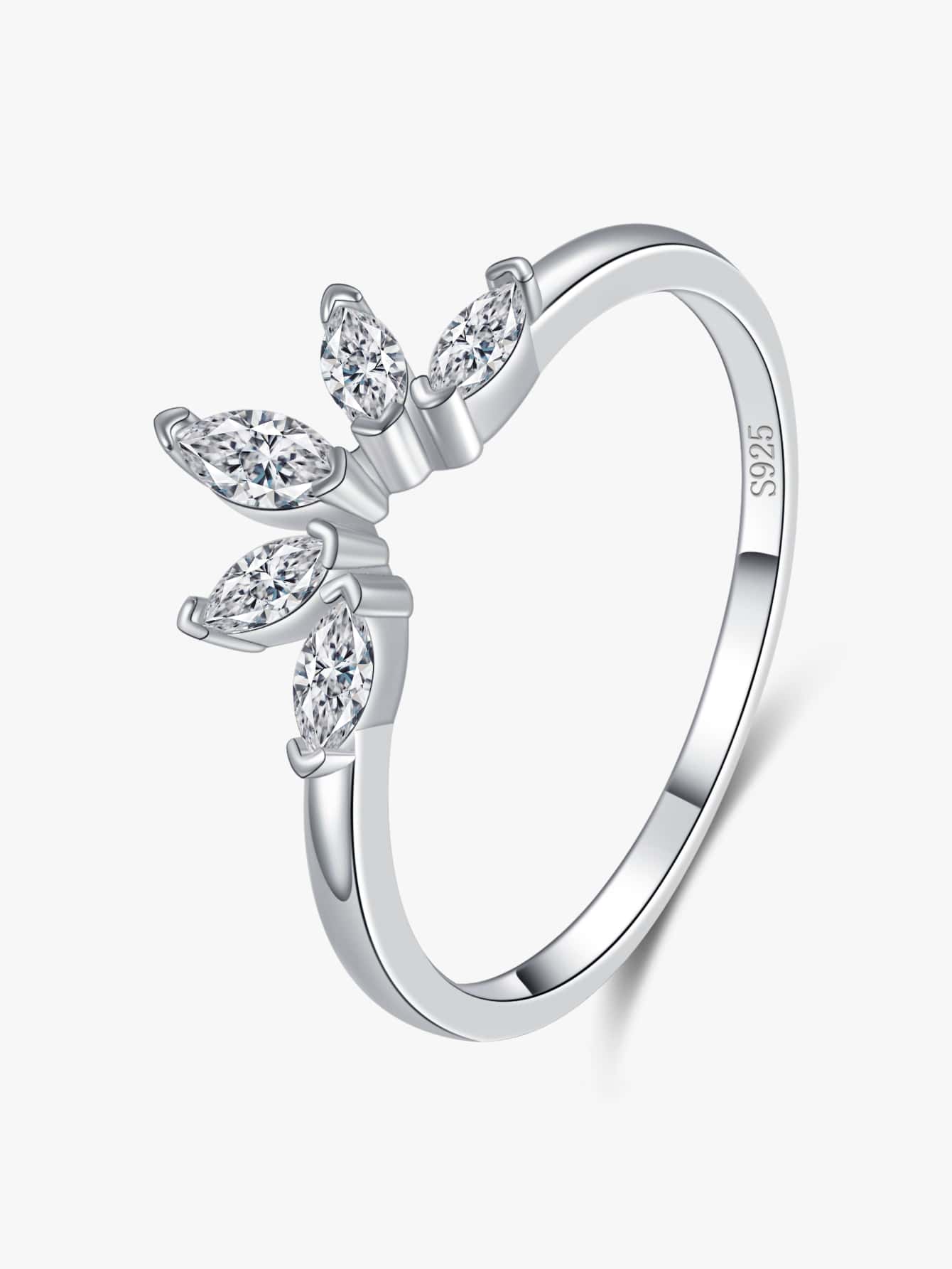 Nhẫn cưới bằng bạc trang trí bằng đá khối Zirconia - Bạc - Xem 1