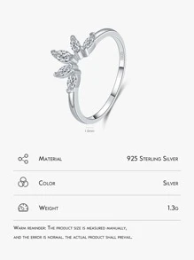 Nhẫn cưới bằng bạc trang trí bằng đá khối Zirconia - Bạc - Xem 3