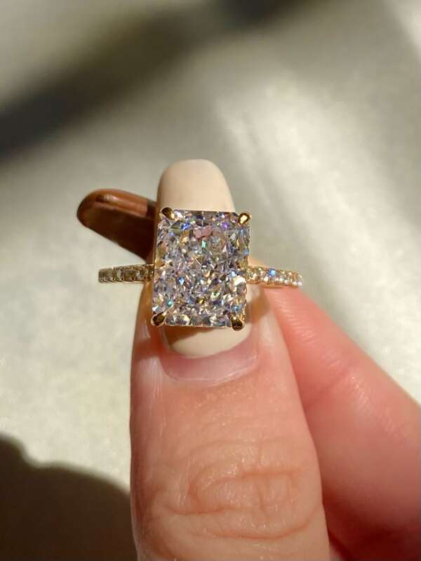 ESBERRY A High Sparkle Emerald  Green Engagement Ring Wedding Band For Women s925 Sterling Silver Promise Ring Eternity Ring Vintage  Fine Jewelry Gift For Party Dating