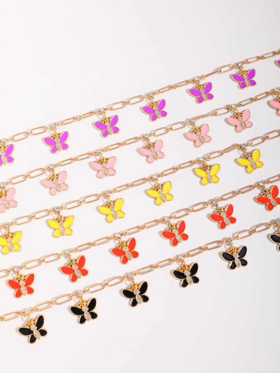 Butterfly Charm Waist Chain - Yellow Gold - View 1