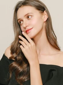 MODIAN 立方氧化鋯裝飾銀戒指,婚禮訂婚新娘珠寶 - 銀色 - 查看 2