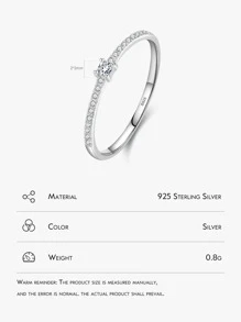 MODIAN 立方氧化鋯裝飾銀戒指,婚禮訂婚新娘珠寶 - 銀色 - 查看 3