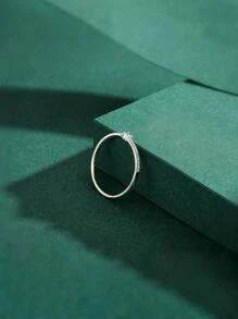 MODIAN 立方氧化鋯裝飾銀戒指,婚禮訂婚新娘珠寶 - 銀色 - 查看 5