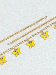 Butterfly Charm Waist Chain - Yellow Gold - View 3