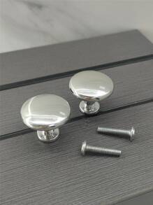 2pcs/4pcs Gold Tone Metal Round Drawer Pulls - Silver - View 3