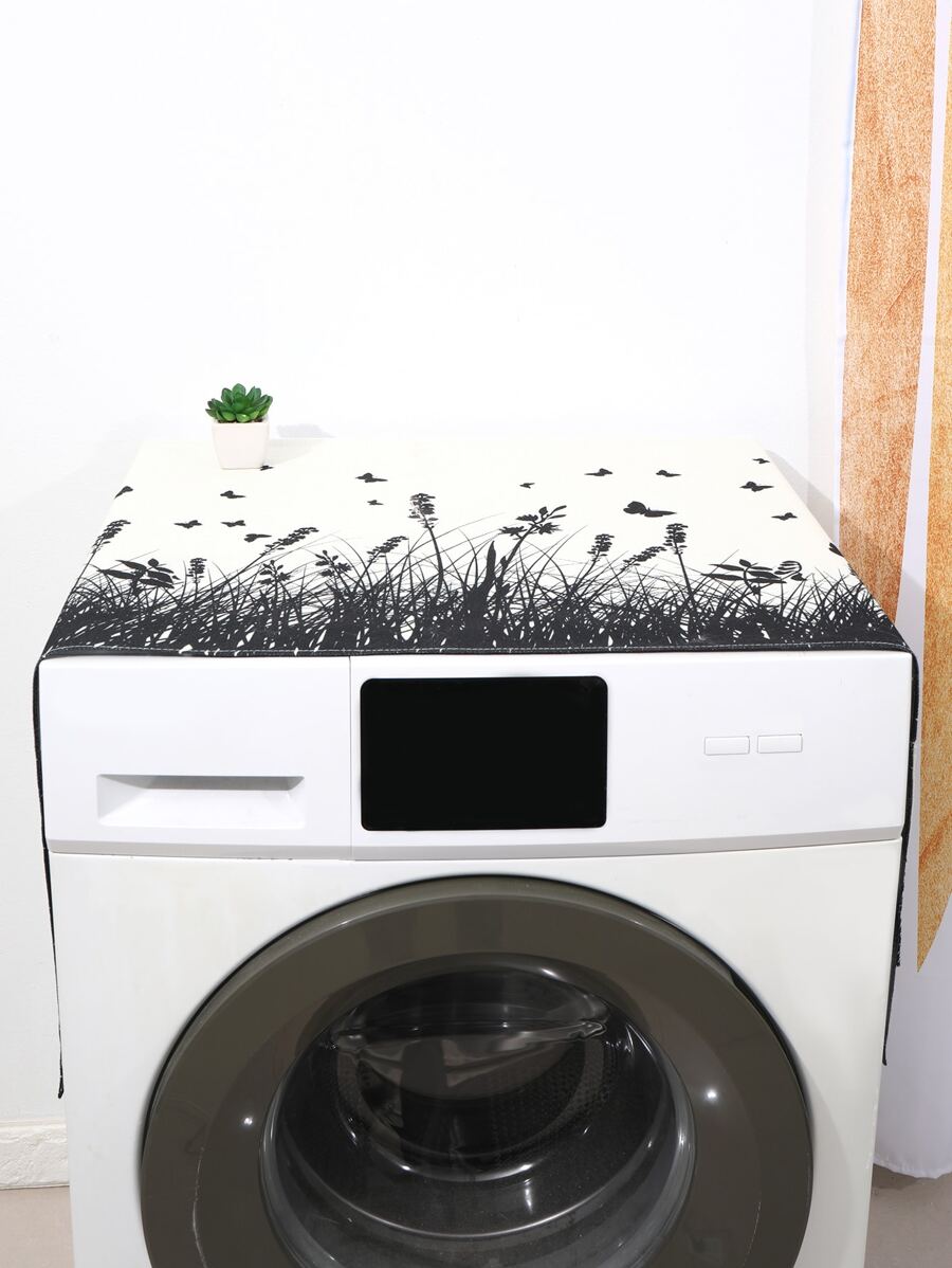 1入組植物和蝴蝶樣式洗衣機現代織物頂部洗衣機和烘乾機蓋 - 彩色 - 查看 1
