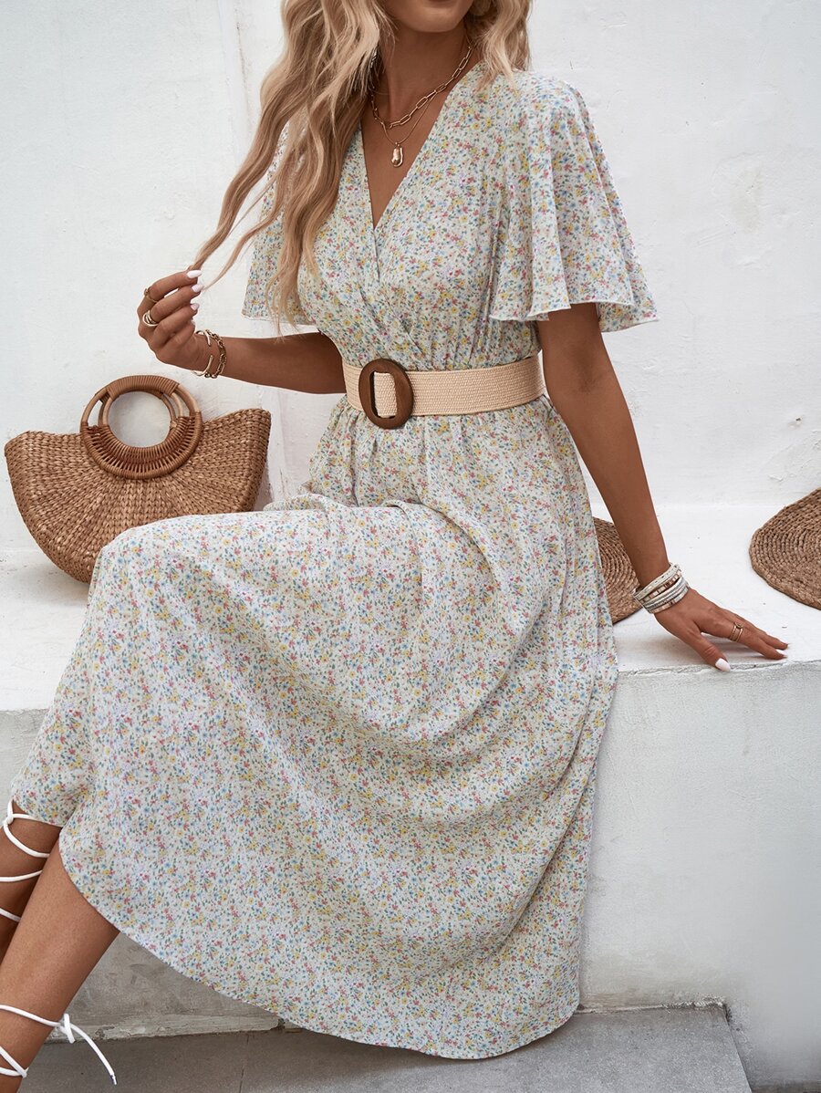 SHEIN VCAY Đầm Trọn gói Họa tiết hoa Boho - trắng - Xem 1