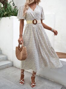 SHEIN VCAY Đầm Trọn gói Họa tiết hoa Boho - trắng - Xem 3