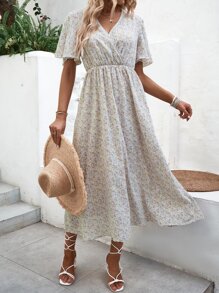 SHEIN VCAY Đầm Trọn gói Họa tiết hoa Boho - trắng - Xem 5