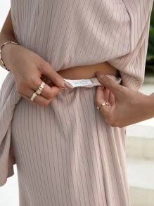 SHEIN Maternity Solid Tank Top & Adjustable Waist Trousers - Apricot - View 3