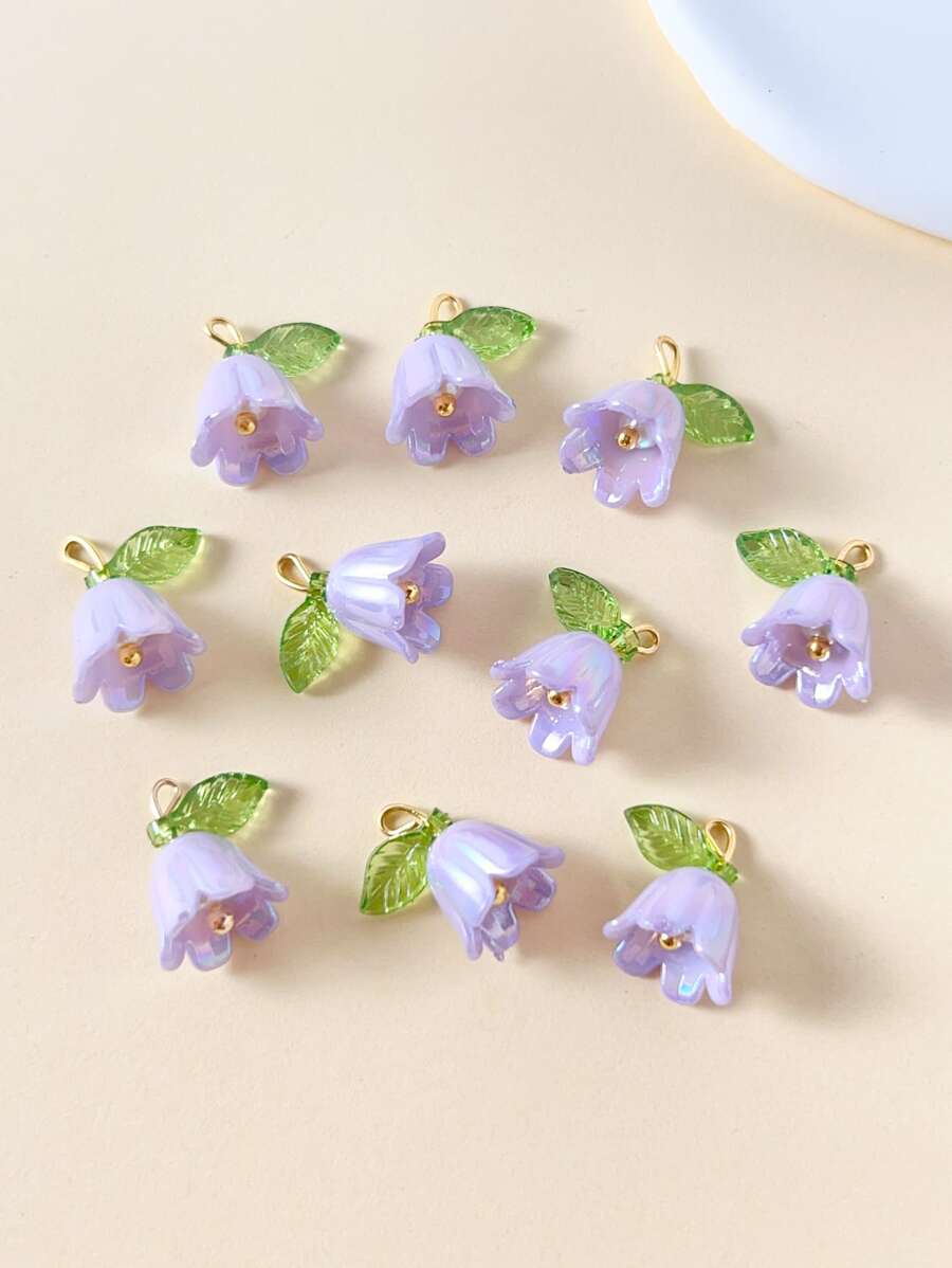 10 件/套塑膠花 DIY 吊墜 - 紫色 - 查看 1