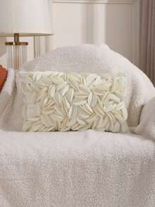 1 Máy Tính Màu Be Gối Thắt Lưng Không Chất Độn, Tối Giản Sợi Nhỏ Cánh Hoa Chi Tiết Trang Trí Ném Gối - Màu be - Xem 1