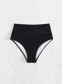 SHEIN Swim Bottom de bikini unicolor de talle alto