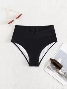 SHEIN Swim Bottom de bikini unicolor de talle alto