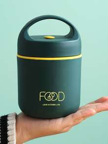 1pc Stainless Steel Lunch Box, Slogan Graphic Lunch Box For Office Work School - Multicolor - View 3