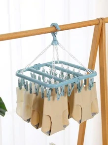 1 pieza Percha de secado de ropa plegable de plástico secado para doméstico - Celeste - Ver 1