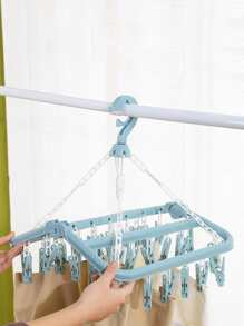 1 pieza Percha de secado de ropa plegable de plástico secado para doméstico - Celeste - Ver 4
