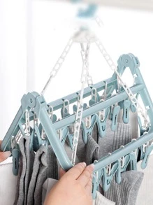 1 pieza Percha de secado de ropa plegable de plástico secado para doméstico - Celeste - Ver 5