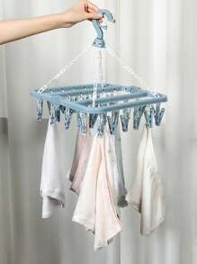 1 pieza Percha de secado de ropa plegable de plástico secado para doméstico - Celeste - Ver 7