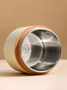 1pc Stainless Steel Lunch Box, Bear & Letter Graphic Lunch Box For Office Work School - Multicolor - View 3