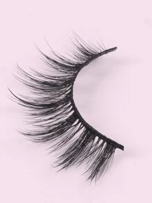 MAANGE 4对自然蓬松假睫毛，适合日常佩戴，卡通风格，旅行必备，条状假睫毛 - 黑色 - 查看 4