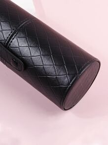 Soporte portátil para brochas de maquillaje, 1 organizador de maquillaje negro Argyle, caja organizadora de herramientas de maquillaje, cubo para brochas de maquillaje, portalápices, soporte multiusos, caja de almacenamiento para maquillaje - Negro - Ver 5