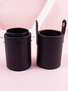 Soporte portátil para brochas de maquillaje, 1 organizador de maquillaje negro Argyle, caja organizadora de herramientas de maquillaje, cubo para brochas de maquillaje, portalápices, soporte multiusos, caja de almacenamiento para maquillaje - Negro - Ver 6