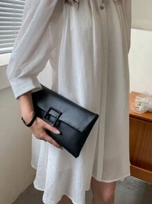 Túi đeo tay nữ màu trơn Tay cầm Top Giải trí tối giản - màu đen - Xem 6