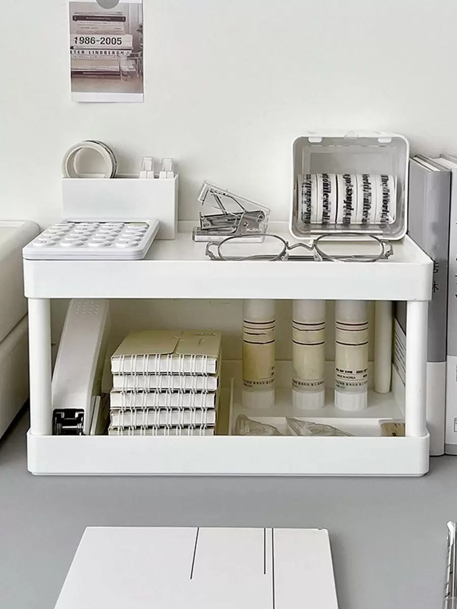 1pc Double Layer Stationery Storage Rack Back To School