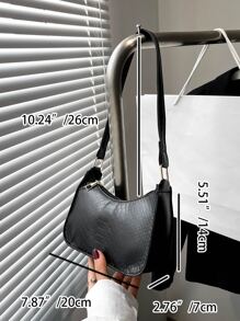 Bolso baguette mini con piel de serpiente en relieve - Negro - Ver 3