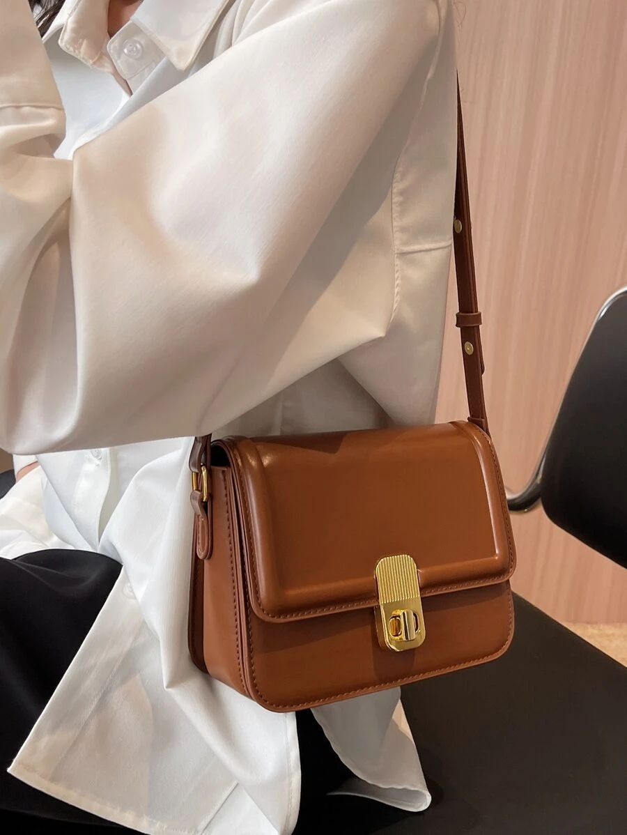 Túi Crossbody Nữ màu trơn Có thể điều chỉnh được Giải trí - màu nâu - Xem 1