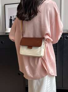 Mini Two Tone Flap Square Bag - Brown - View 2