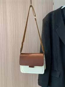Mini Two Tone Flap Square Bag - Brown - View 7