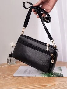 Bow Decor Crossbody Bag - Black - View 2