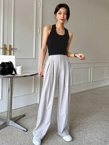 Áo khoác và áo lót dành cho xe tăng nữ Lộ Lưng màu trơn Giải trí - màu đen - Xem 6